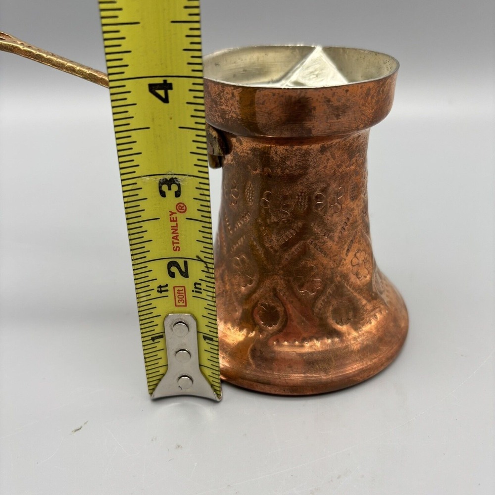 Antique Copper Coffee Pot Decorated Handle Turkish Coffee - Picture 7 of 8
